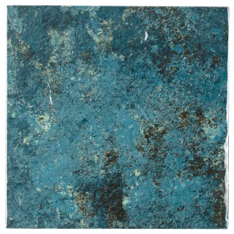 Turquoise Waves Ceramic Pool Tile (6" X 6") 1