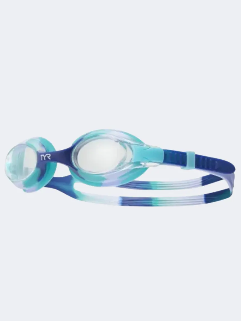 Tyr Swimple Kids' Tie-Dye Swim Goggles – Clear With Purple Accents 1