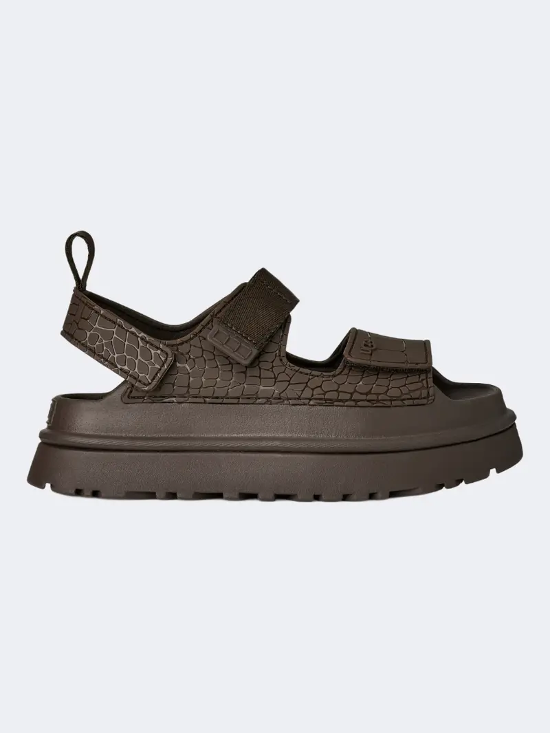 Ugg Goldenglow Embossed Sandals For Women – Dense Smoke Finish 1
