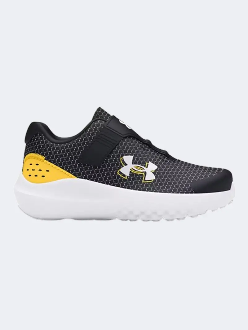 Under Armour Binf Surge 4 Ac Infant & Toddler Boys' Running Shoes – Black, Taxi Yellow, White 1