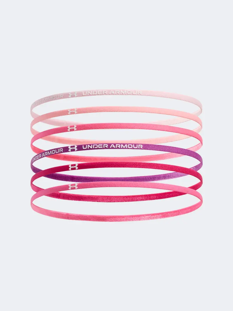 Under Armour Girls' Mini Elastic Hair Bands – 6-Pack In Prime Pink And White 1