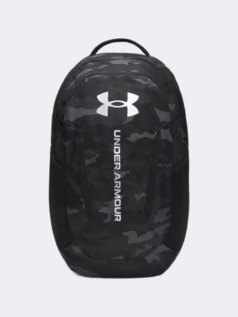Under Armour Hustle 6 Black Metallic Silver Unisex Gym Backpack 1