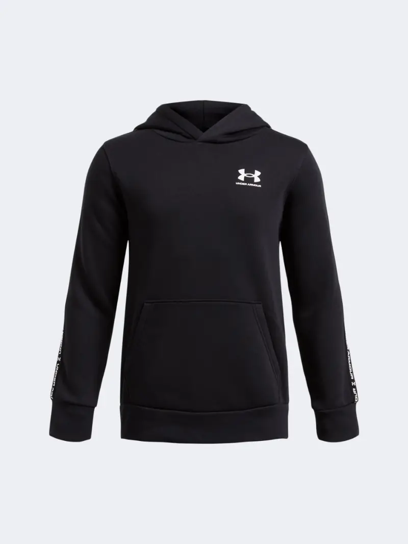 Under Armour Icon Fleece Taping Boys' Hoodie – Black & White 1