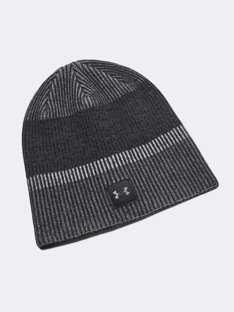 Under Armour Launch Unisex Running Beanie – Black With Reflective Trim 1