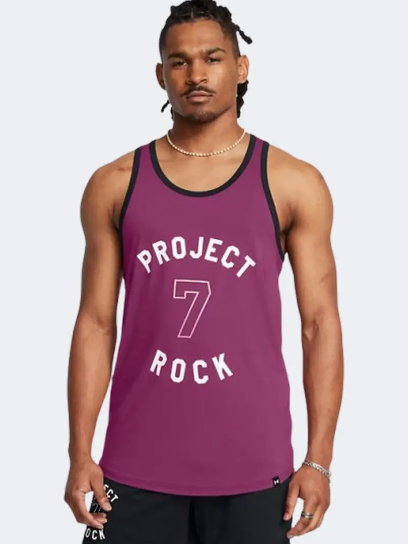 Under Armour Project Rock Mesh Tank For Men – Purple Gemini & White 1