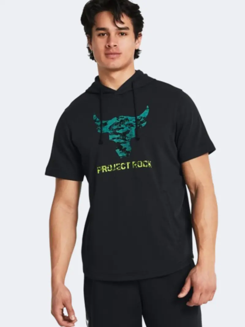 Under Armour Project Rock Payoff Black-Coastal Teal Men'S Training Hoodie 1