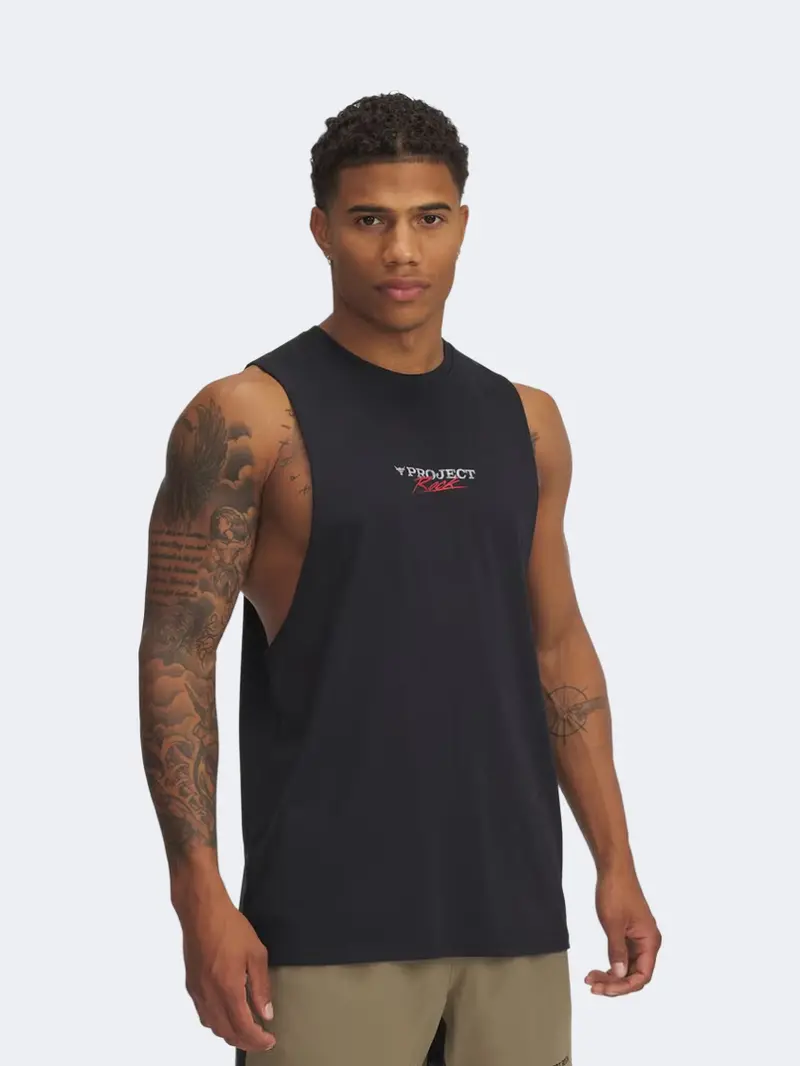 Under Armour Project Rock Training Tank Top For Men – Black, White & Red 1