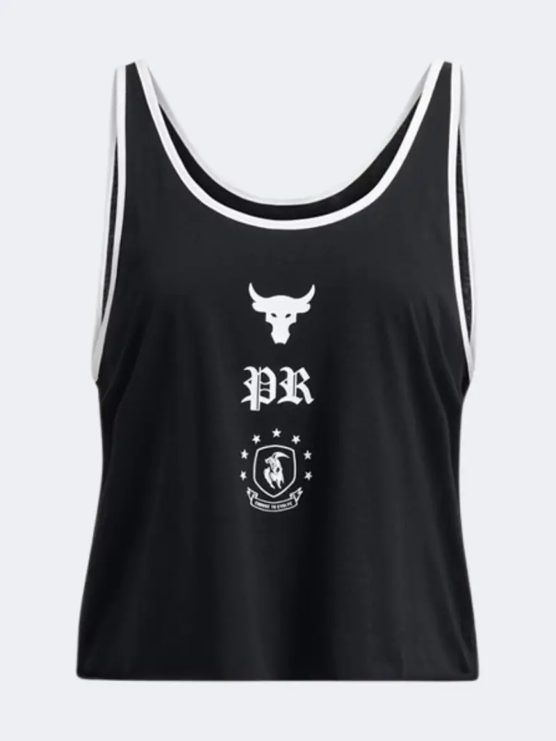 Under Armour Project Rock Women'S Training Tank Top – Black And White 1