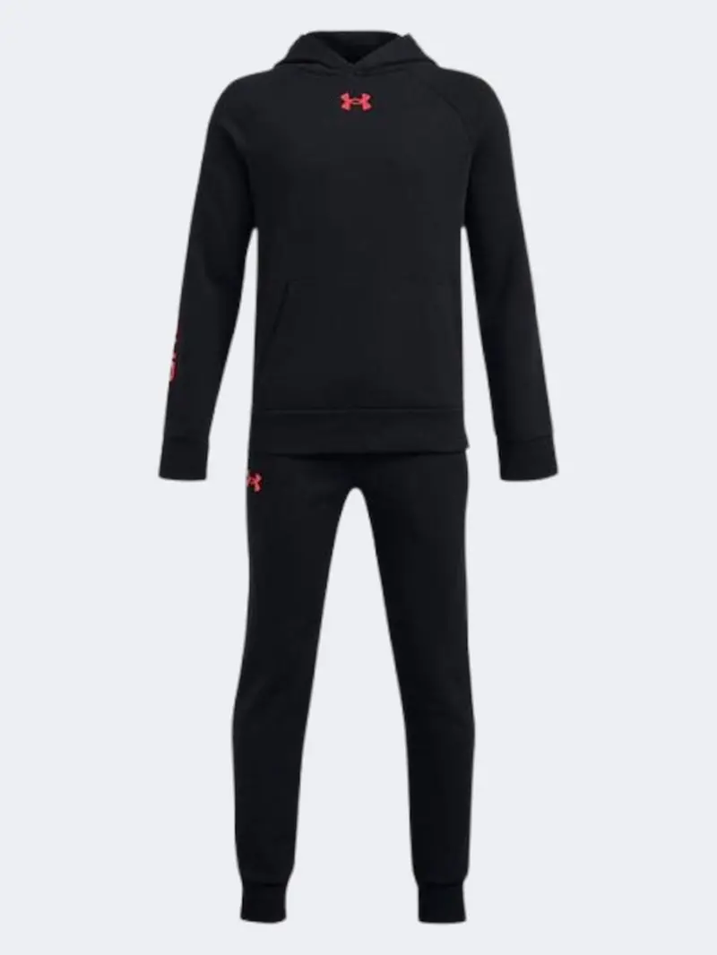 Under Armour Rival Fleece Boys' Athletic Track Suit – Black & Red 1