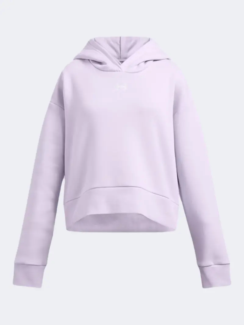 Under Armour Rival Fleece Girls' Cropped Hoodie – Salt Purple & White 1