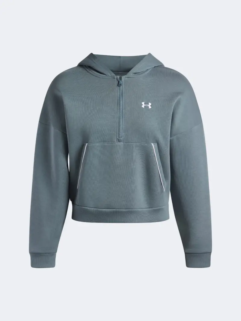Under Armour Rival Fleece Women'S Hoodie – Jasper Blue Color Block Design 1