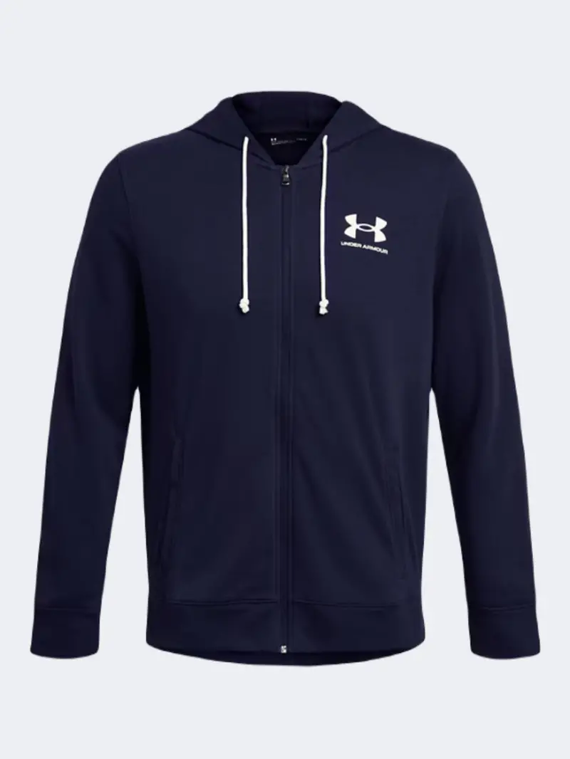 Under Armour Rival Terry Hoodie For Men – Navy & Onyx White 1