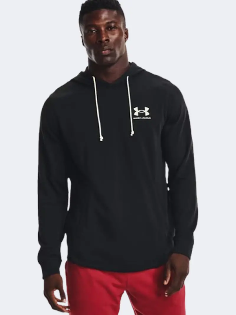 Under Armour Rival Terry Men'S Hoodie – Black And Onyx White 1