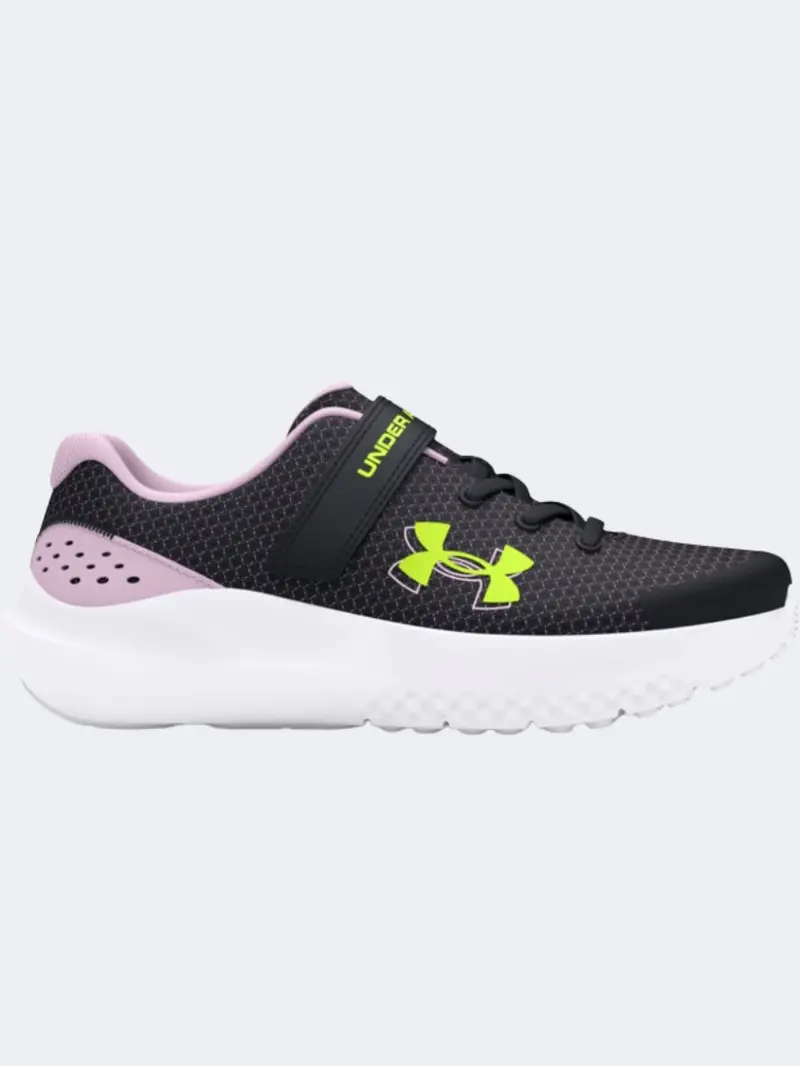 Under Armour Surge 4 Ac Ps Boys' Running Shoes – Black, Yellow & Purple 1