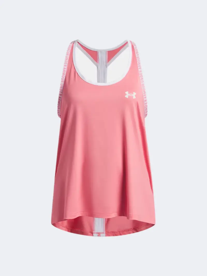Under Armour Tech Knockout Girls' Athletic Tank Top – Pink & White 1