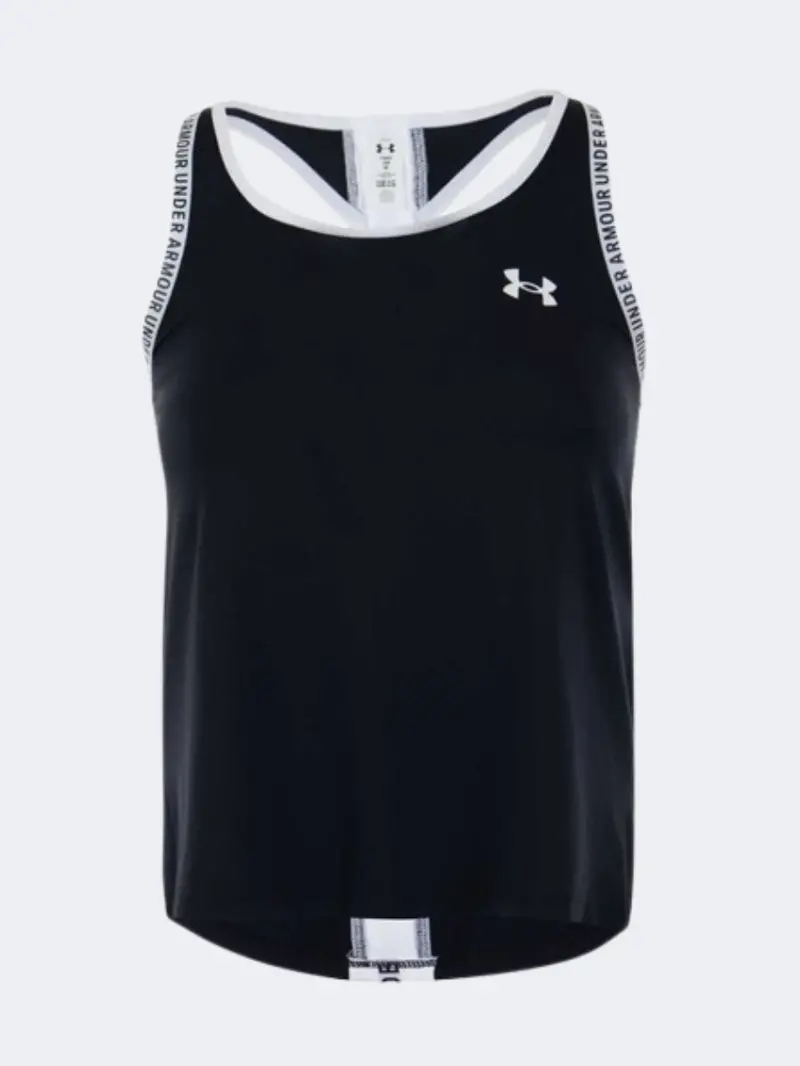Under Armour Tech Knockout Girls' Training Tank – Black & White 1