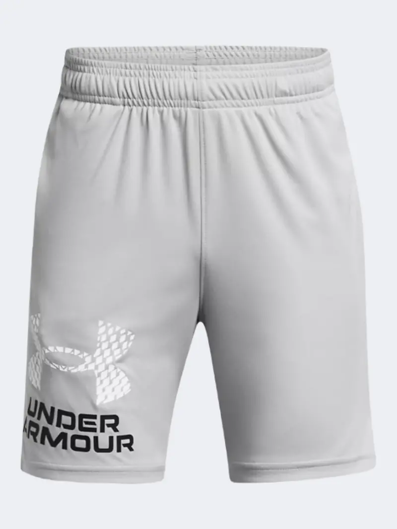 Under Armour Tech Logo Boys' Training Shorts – Modern Grey & White 1