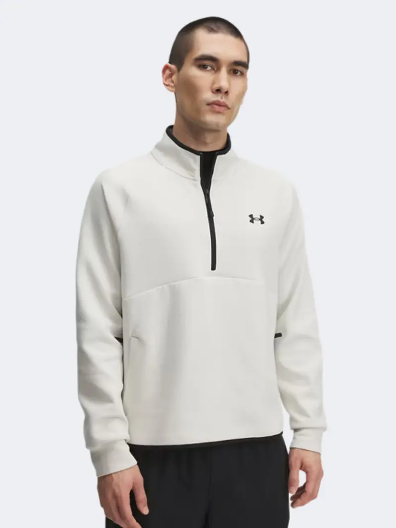 Under Armour Unstoppable Fleece Long Sleeve For Men – Summit White Comfort Top 1