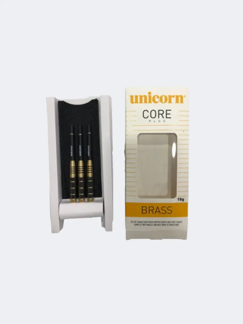 Unicorn Core Plus Win-Black & Gold Brass Darts – 19G Tournament Ready 1
