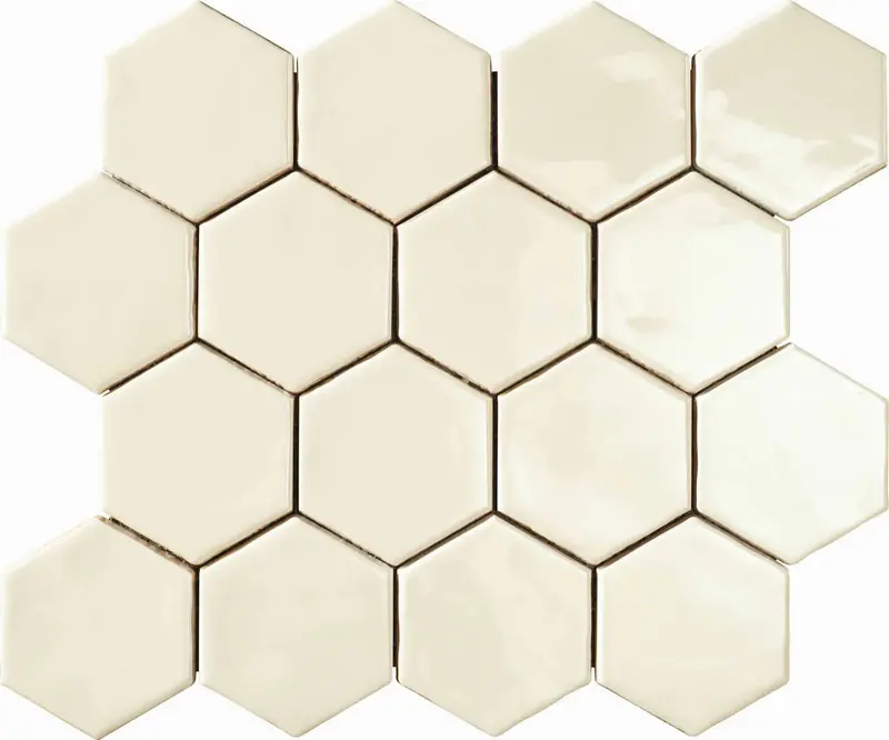 Vanilla Glossy Hexagon Colorclay Tile (11" X 13") 1