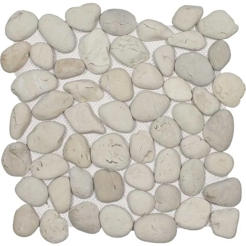 Vintage White Pebble Mosaic Tile – Timeless Rustic Appeal 1