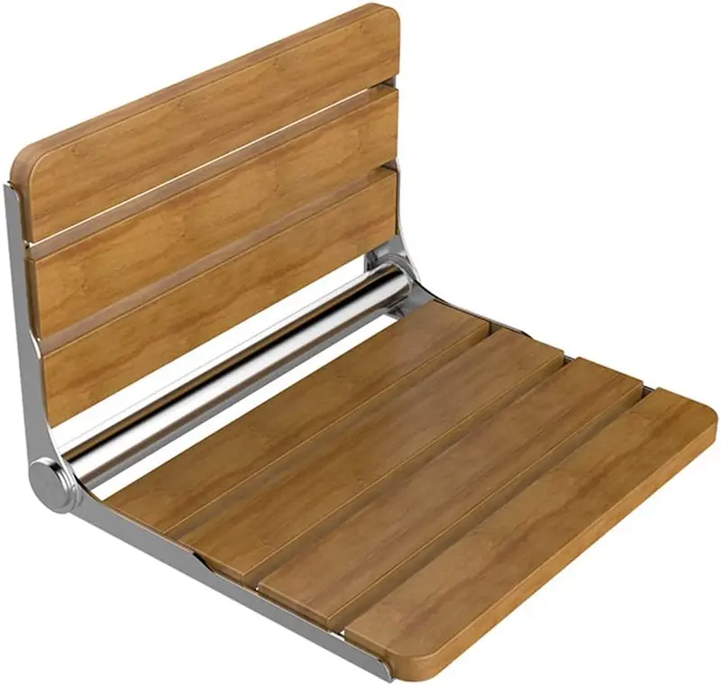 Wall-Mounted Folding Shower Seat – Ergonomic Solid Wood Design For Safe Bathing 1