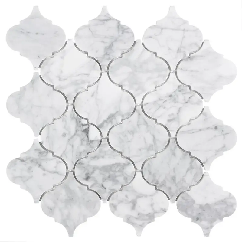 White Arabesque Stone Mosaic Tile – Mediterranean Style 1