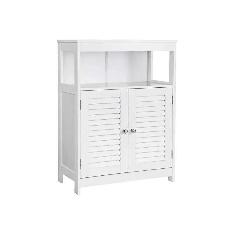 White Freestanding Double-Shutter Bathroom Floor Cabinet 1
