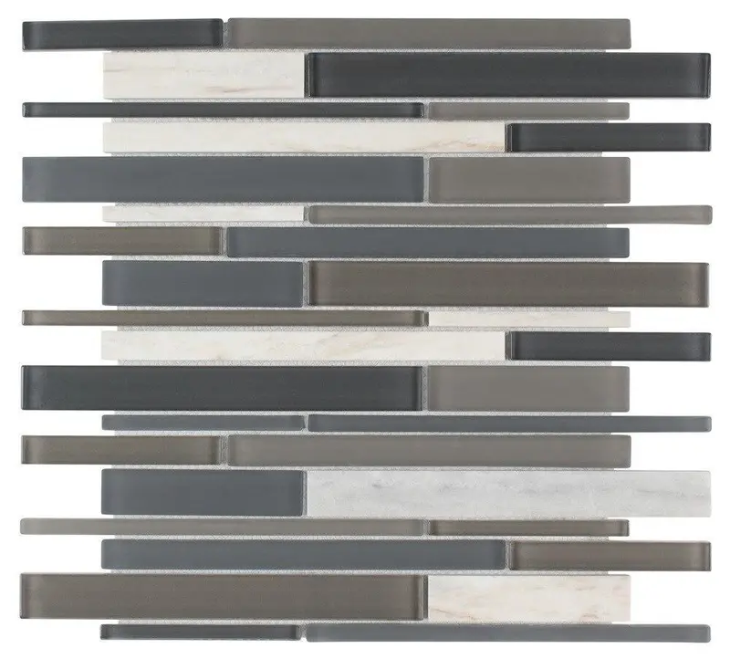 White-Grey Linear Glass-Stone Mosaic Tile – Subtle Contrast Wall Tile 1