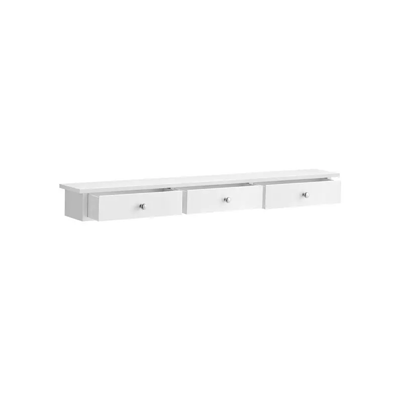 White High-Gloss Floating Wall Shelf – 3-Drawer Compact Wall-Mounted Organizer 1