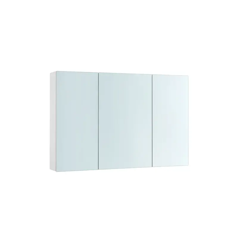 White Mdf Wall Cabinet – Three-Door Storage Unit With Mirror Front And Adjustable Internal Shelf 1