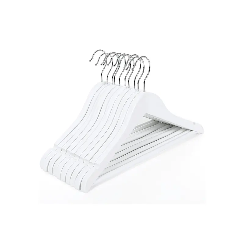 White Rotating Wooden Hangers For Kids – 35 Cm With Notched Hooks And 360° Swivel 1