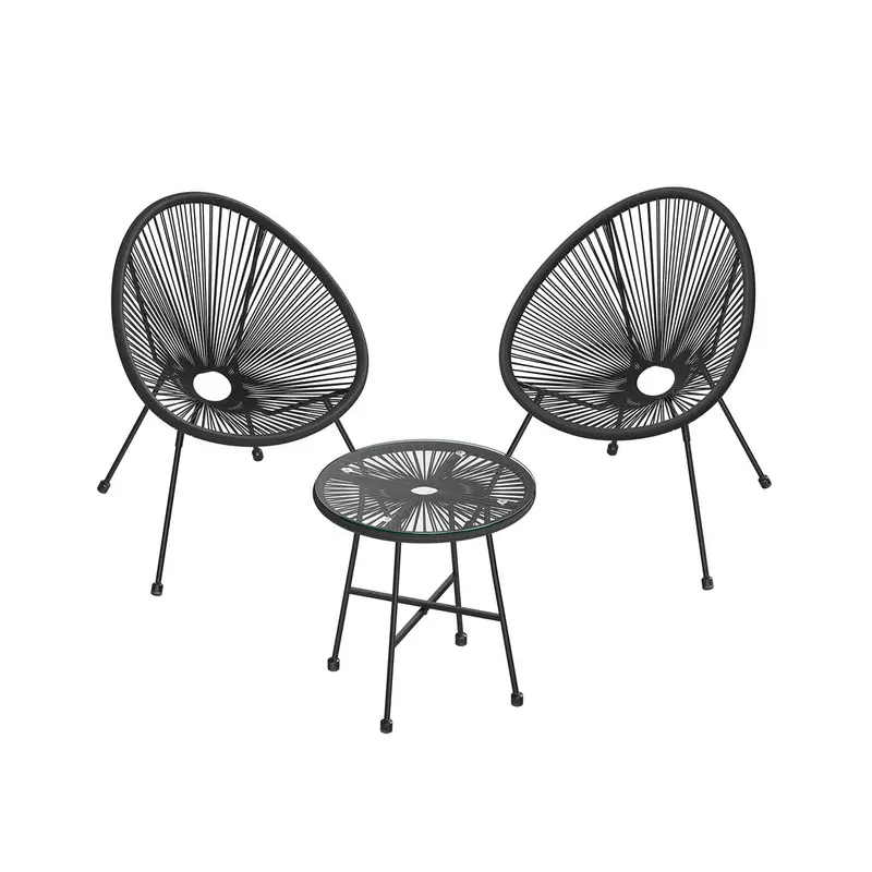 White Steel-And-Glass Outdoor Seating Set – Acapulco Chair Duo With Matching Table 1