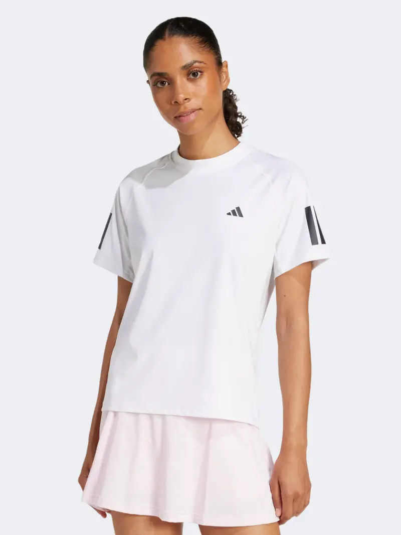 Women'S Adidas Club 3-Stripes Climacool Tennis T-Shirt – Crisp White 1