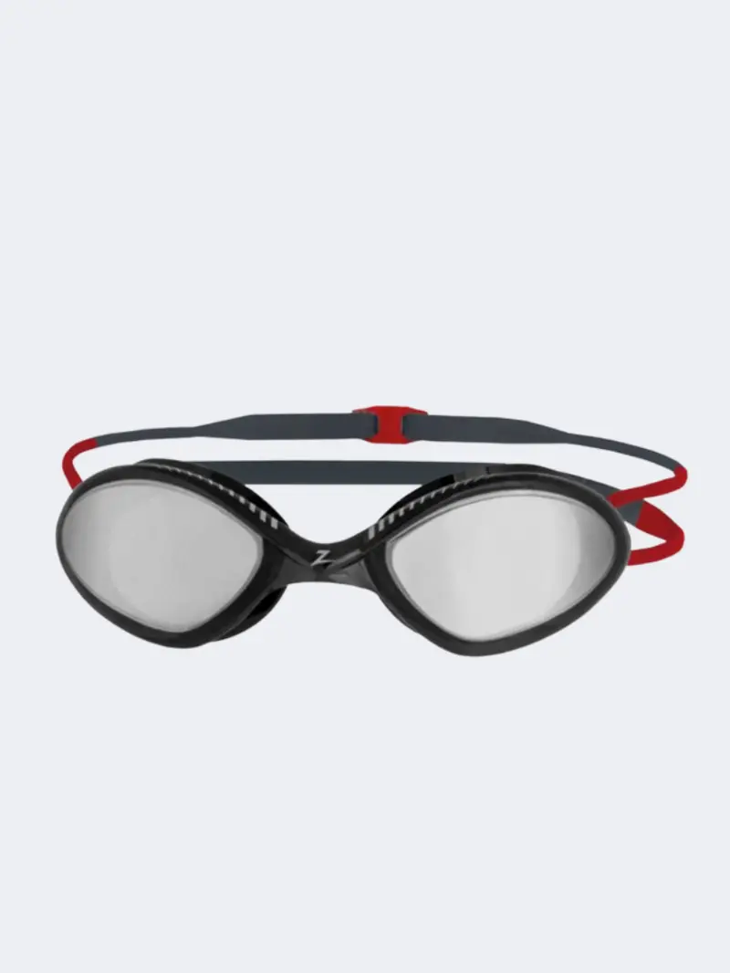 Zoggs Tiger Titanium Unisex Swim Goggles – Grey, Red, Smoke Lens 1